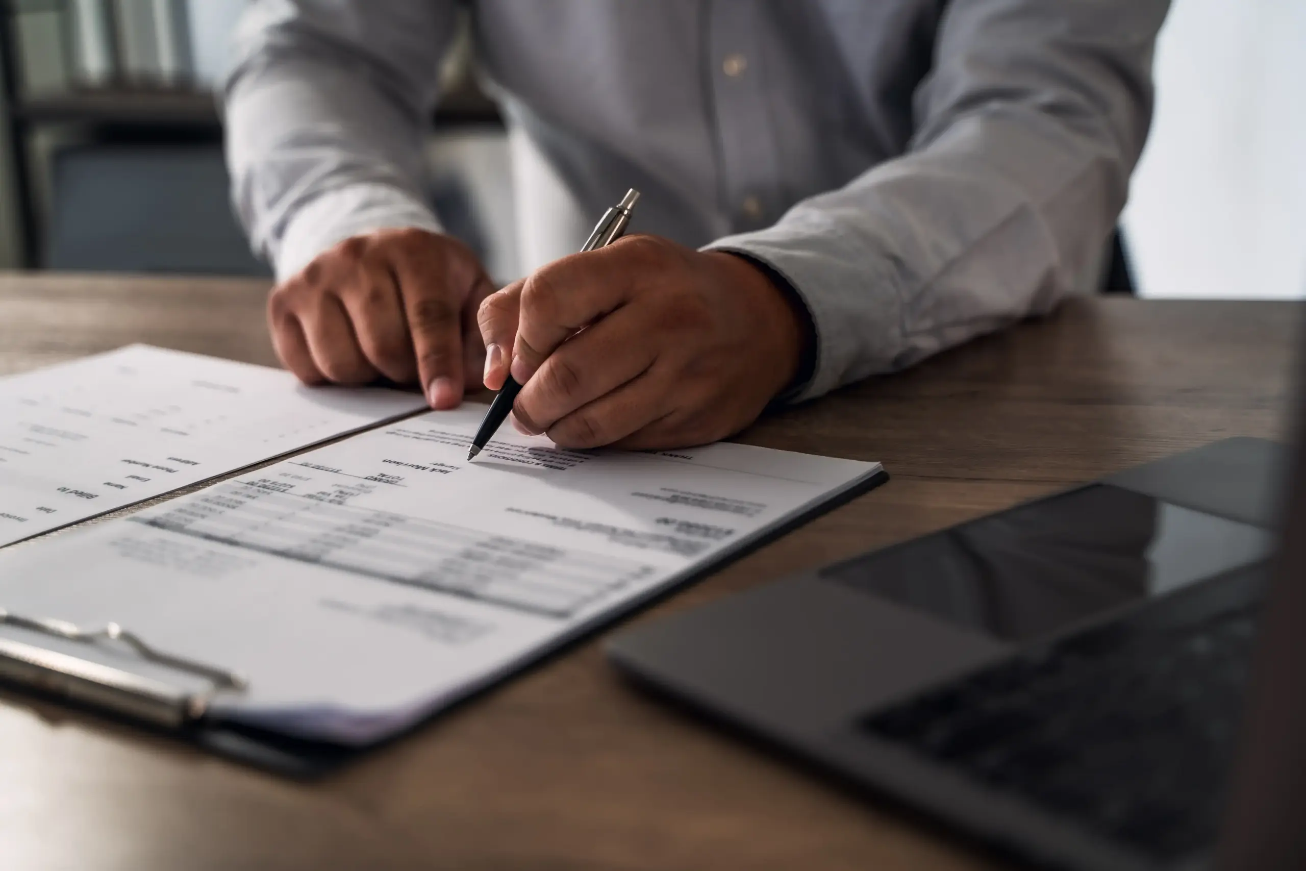 Businessman doing paperwork