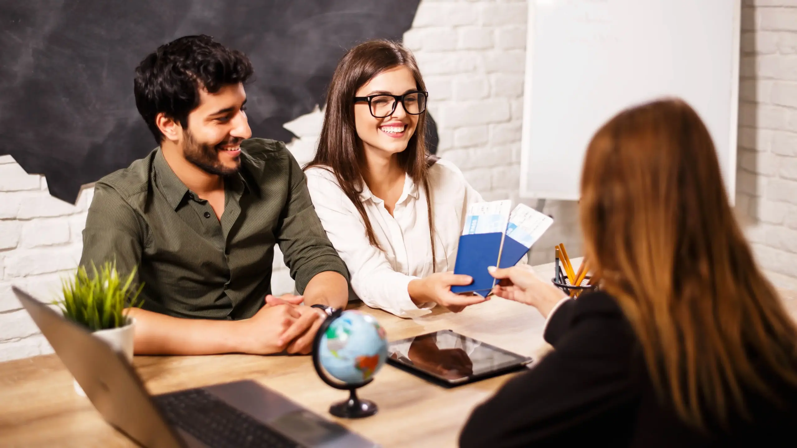 Couple at travel agency