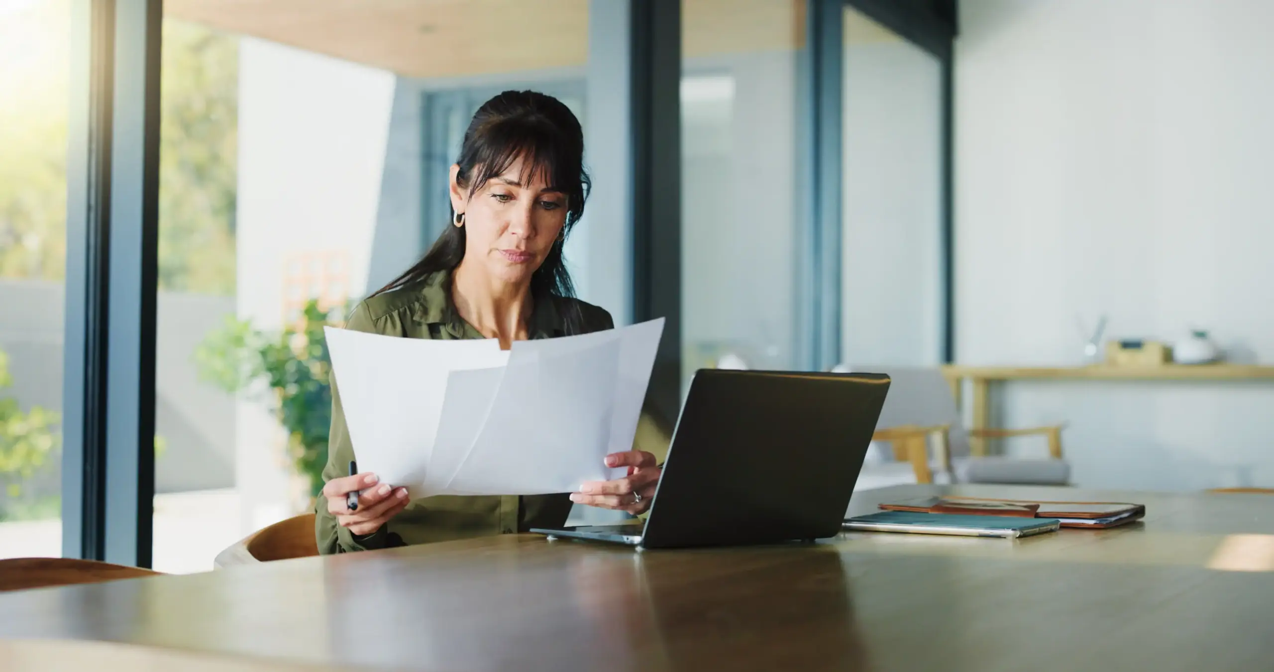 Woman reading documents